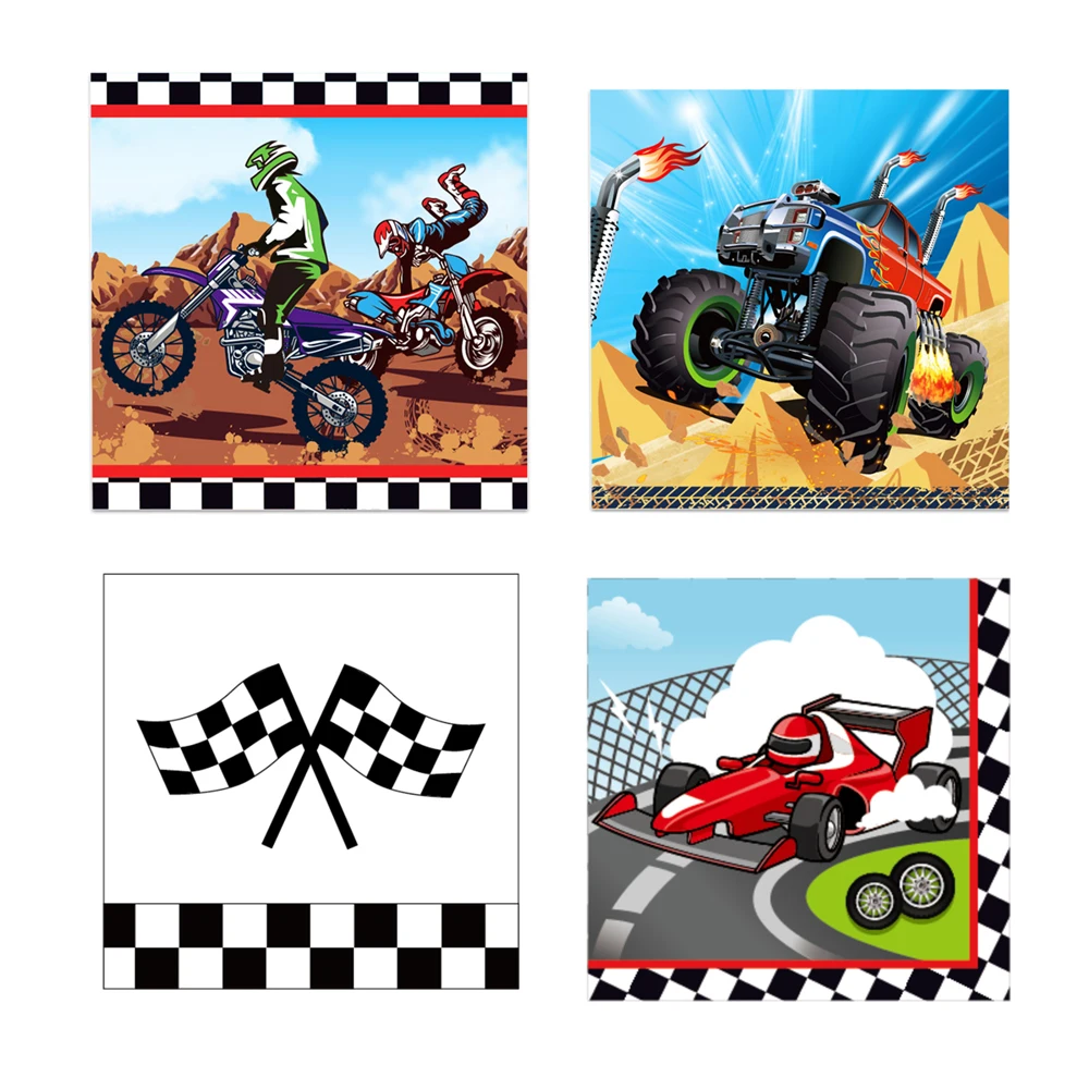 

20pcs/set Cartoon Monster Truck Racing Car Birthday Party Disposable Paper Napkins Tissues Baby Shower Party Tableware Supplies