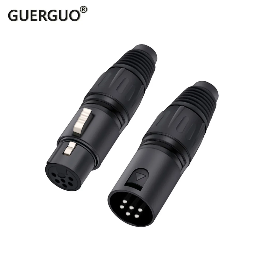 2PCS 6Pins XLR Male Plugs & Female Jacks Connector Microphone Extension