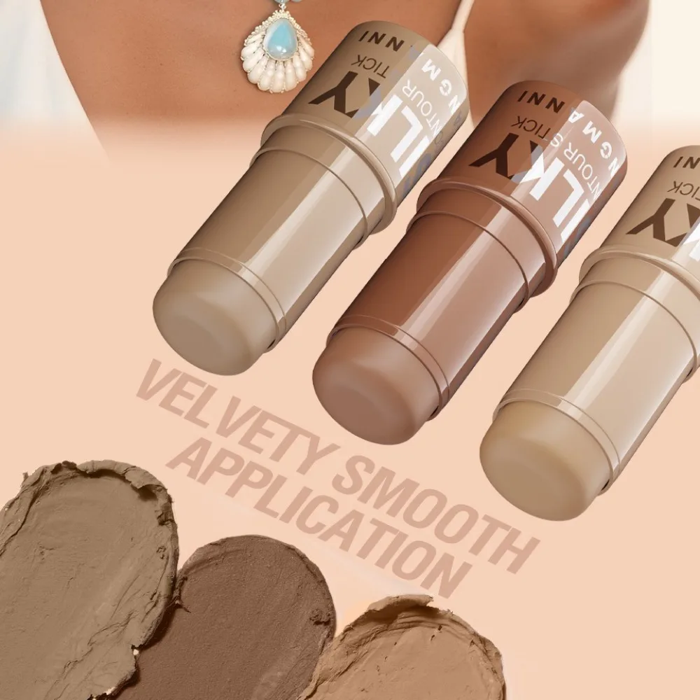 Multifunktionaler Konturenstift für V-Gesichter, veganer Highlighter, hochdeckender Concealer, Creme-Foundation-Stift, langanhaltendes Make-up_voghion.com
