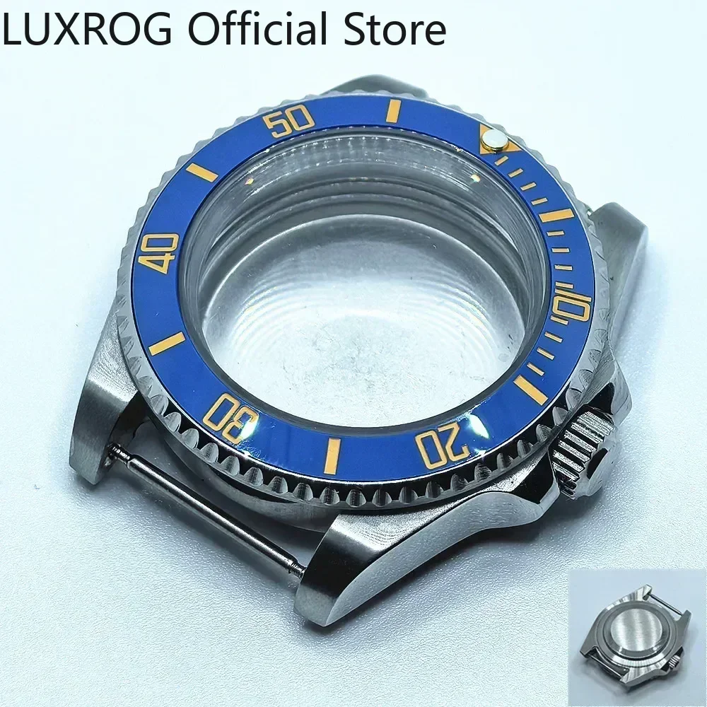 Stainless Steel 40MM Black Blue Ceramic Insert Watch Case