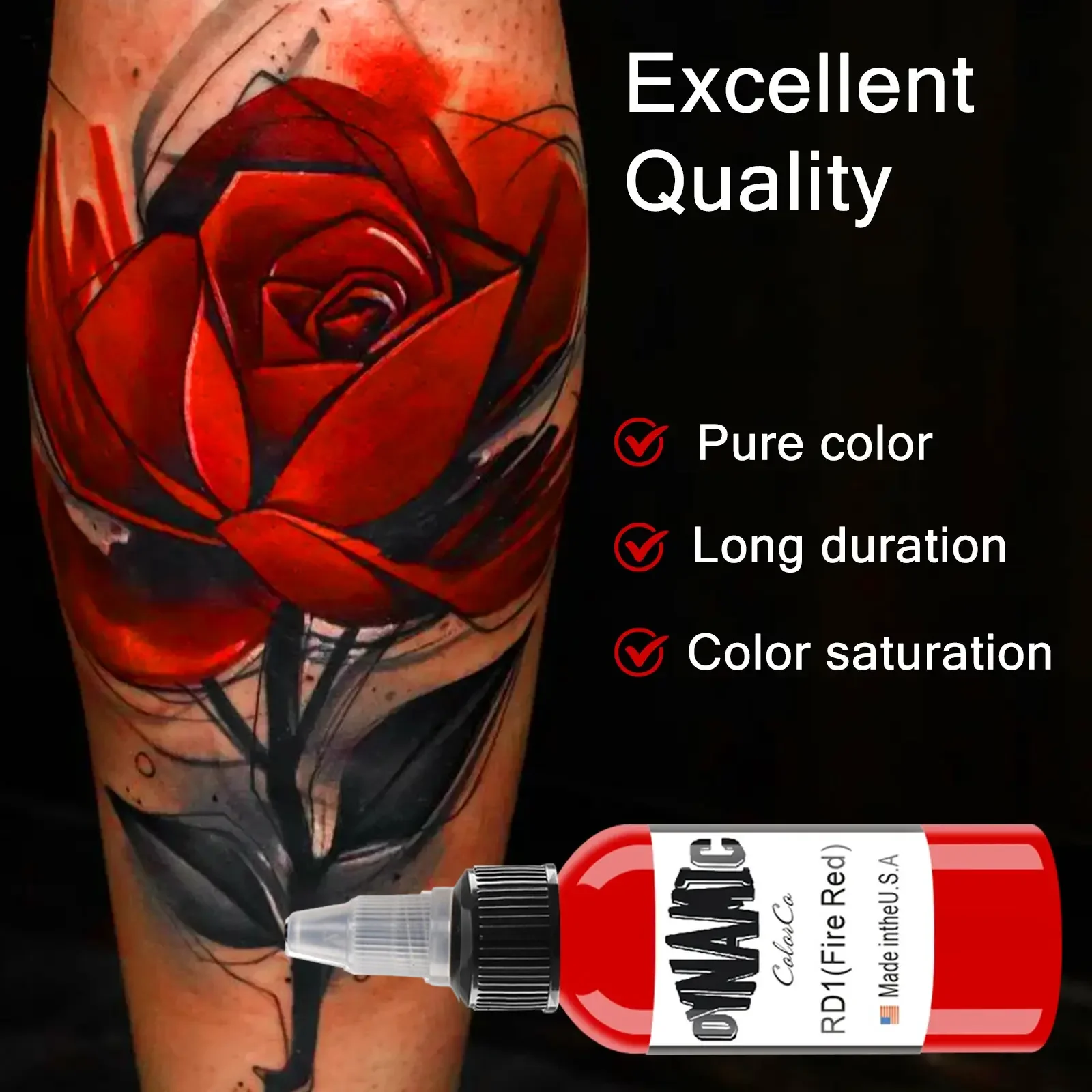 Pigmento per Tatuaggi Nero Bianco Rosso 30ML, Inchiostro Professionale per Tatuaggi Fai-da-Te, Pigmento Permanente per Tatuaggi, Pigmento per Body Painting - immagine 5
