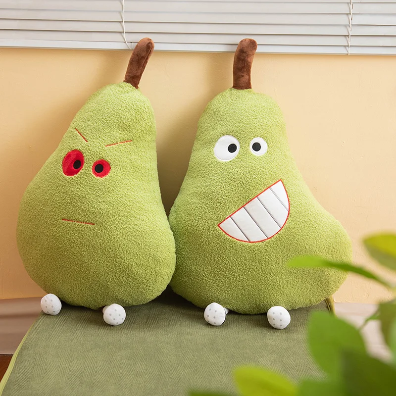 45cm Kawaii Funny Big Pear Plush Throw Pillow Toy Soft Sofa Cushion Stuffed Fluffy Fruit Plushies Doll Home Decor for Kids Gifts
