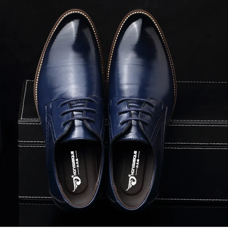 Men's Dress Shoes Lace-Up Genuine Leather Mens Business Office Flats Men Wedding Party Oxfords EUR Sizes 37-48