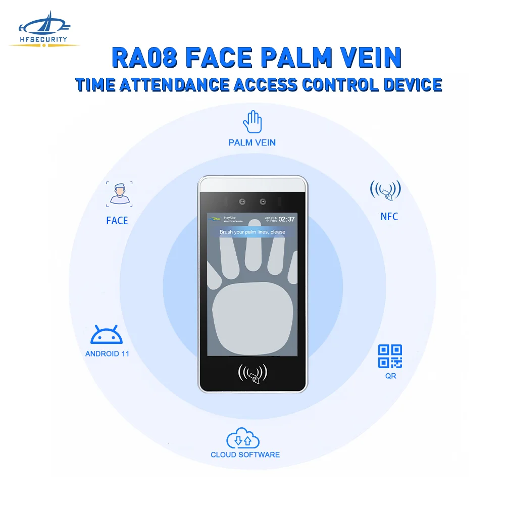 HFSecurity RA08 손바닥 정맥 인식 출입 통제 시스템 실시간 감지 생체 인식 출퇴근 기록 장치 병원용