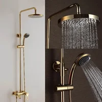 ชุดฝักบัวเรนชาวเวอร์ทองเหลืองสีโรสโกลด์หรูหรา แบบก้านโยกเดี่ยว สำหรับอ่างอาบน้ำ ติดผนัง 1