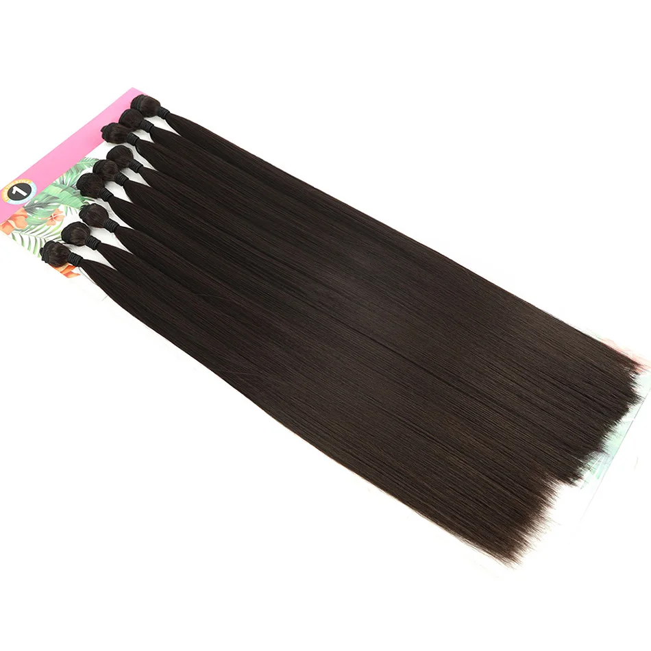 Synthetic Bone Straight Hair Bundles Fake Fibers Hair Extensions