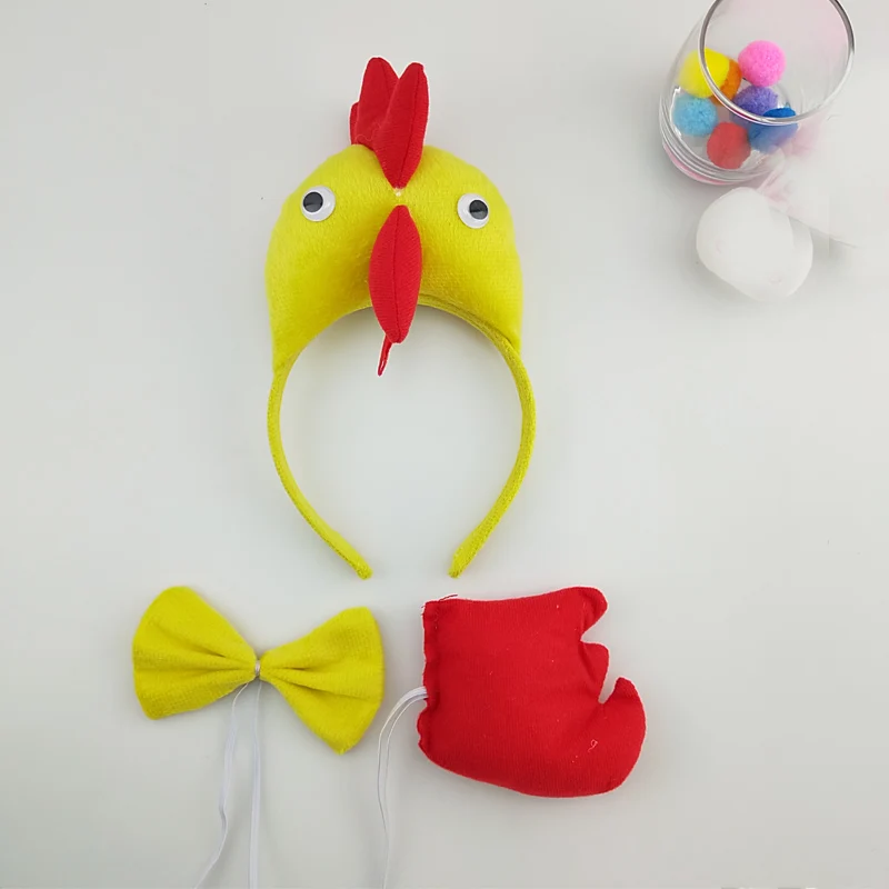 Adults Kids Plush Cartoon Child Chicken Chick Headband Ears Tail Tie  Animal Gift  Birthday Party Costume Halloween Christmas