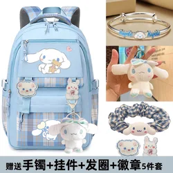 2023 Sanrio Cinnamoroll Baby Spine Protection Schoolbag Kawaii Cartoon Anime Primary School Girls Large Backpack Waterproof Gift