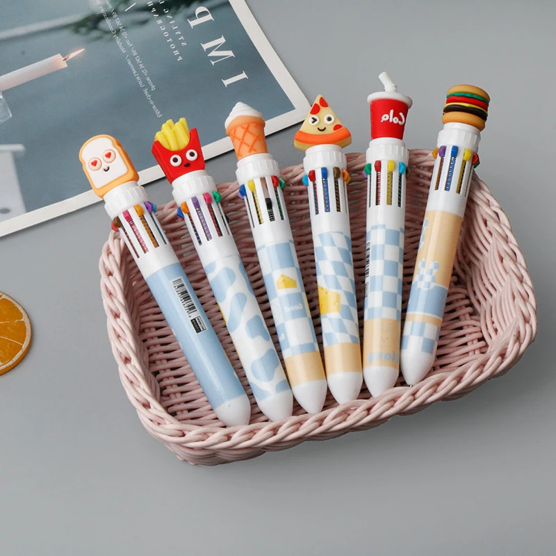 12 Pcs 도매 다기능 10 색 볼펜 멀티 컬러 귀여운 기능 높은 가치 학생 펜 쓰기를위한 귀여운 편지지