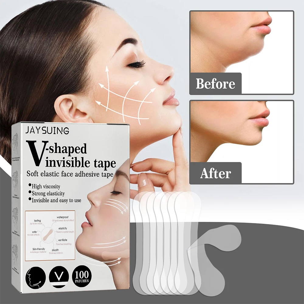 100 Pz V-Lift Invisibile Face Lift Face Lift Dissolvenza Linee Sottili Lift Stringere Jaw Forma Muscolare Patch Shrink Patch Adesivi Invisibili