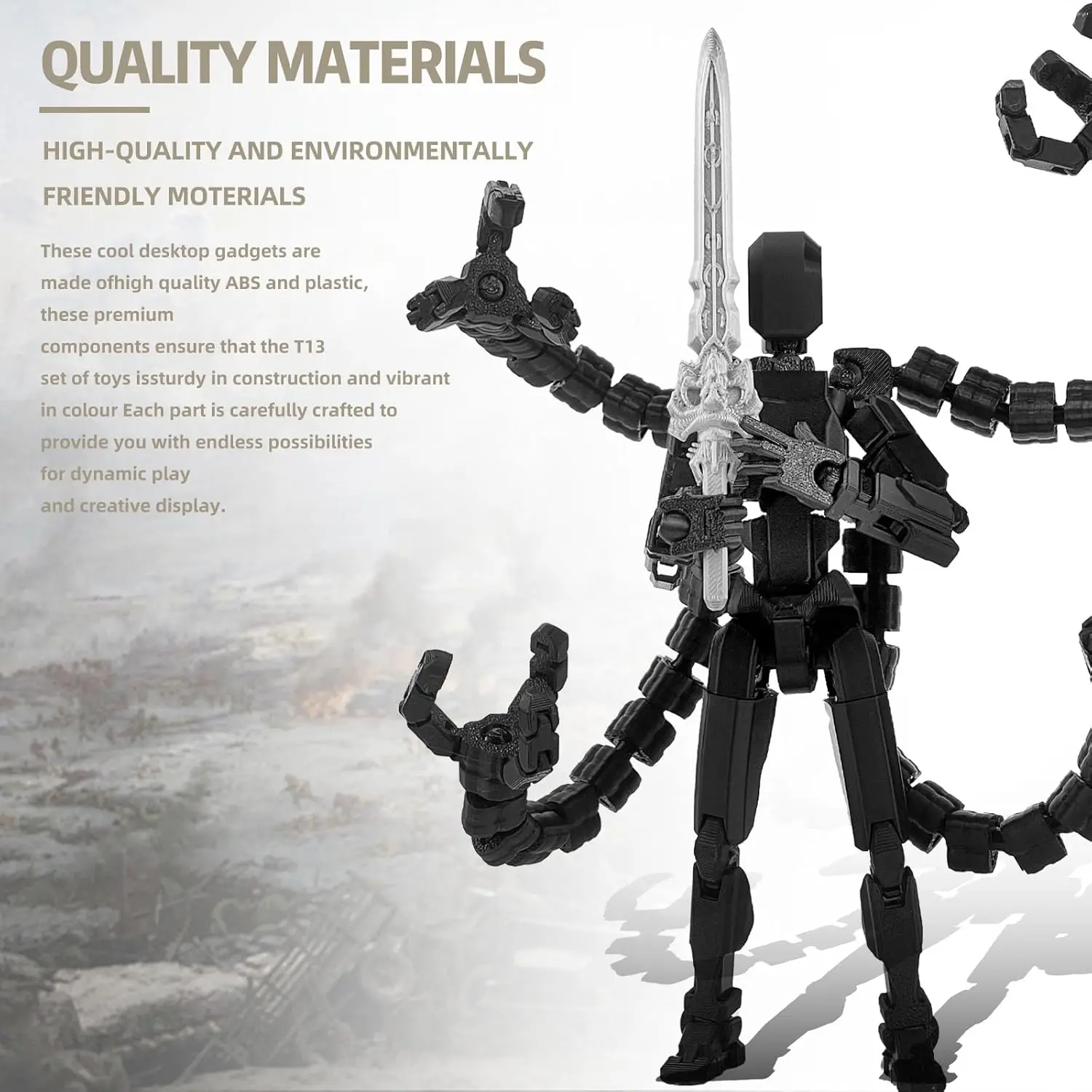 T13 이미 조립된 액션 피규어 액세서리, T13 다관절 가동식, 수집가를 위한 데스크탑 장 t-13 가동성 3D