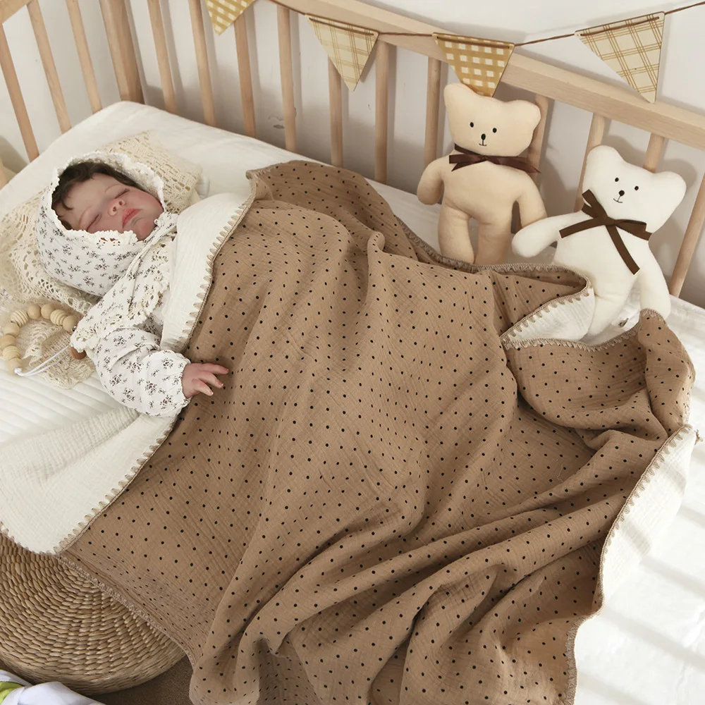 Baby Blankets for Beds 4 Layer Cotton Swaddle Muslin Blanket Bedding Linen Babies Accessories Newborn Bath Towel Mother Kids - 4