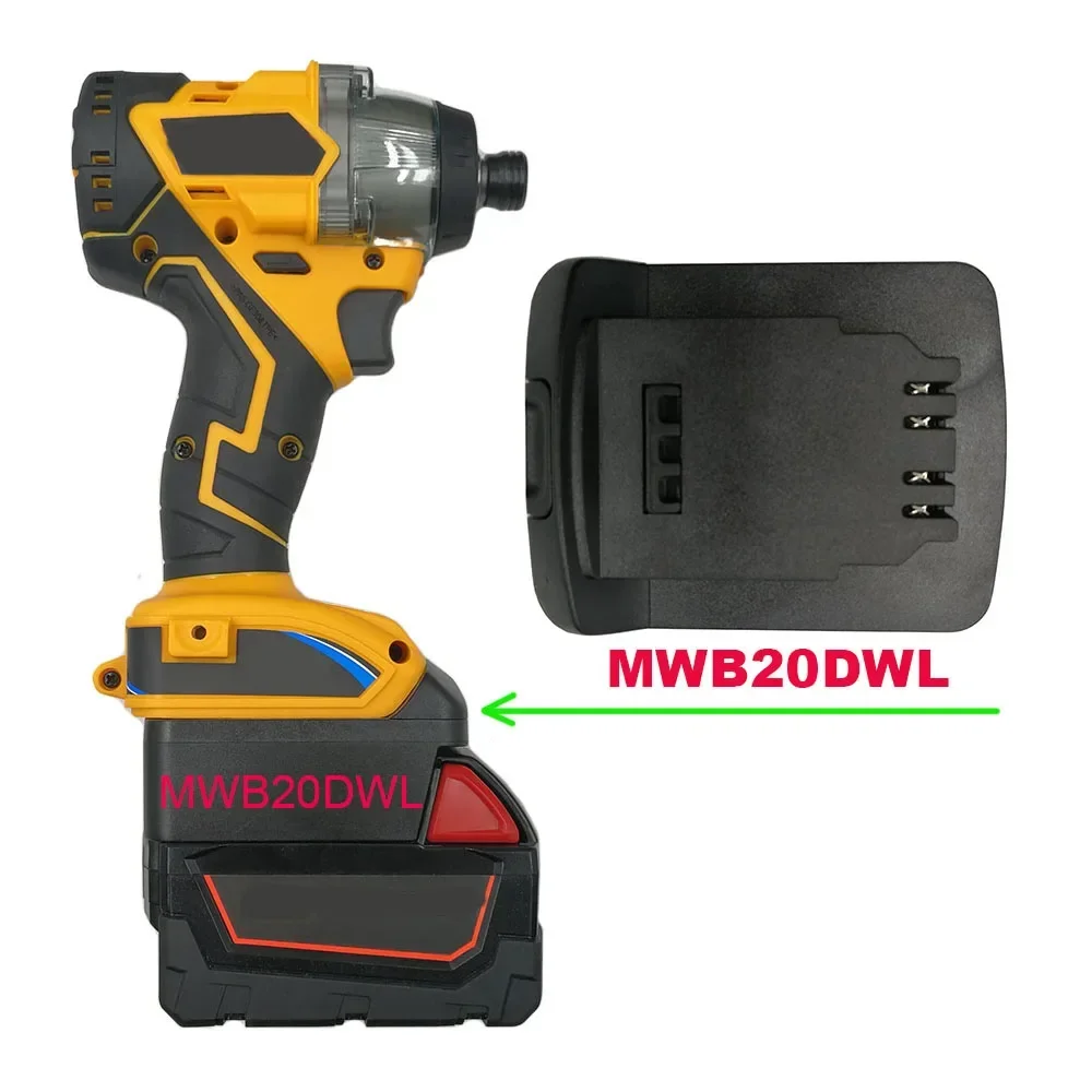 

dawupine MWB20DWL Adapter Converter Use For Milwaukee 18V Li-ion Battery M18 On For DeWalt 18V 20V Lithium Electric Power Tools