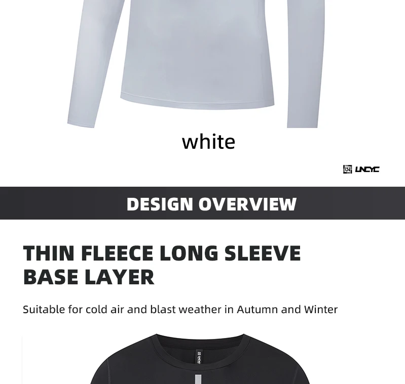 Description Picture 6 of itemUNCYC Men's Cycling Base Layers Winter& Autumn Bicycle Undershirt Long Sleeve Thermal Fleece Road Bike Cycling Base Layer