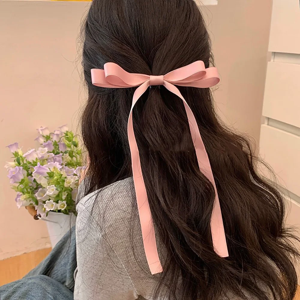 

Vintage Bow Hair Clip Trend Long Ribbon Hairpins Barrettes Headband For Women Girl Hair Tie Hair Accessories Wedding Perform
