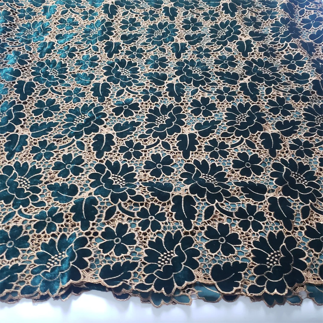 Factory Offers Latest Delicate Best Quality Soft Embroidered Velvet lace fabric For Party Evening Dress U_Ge5898 U_GE5398