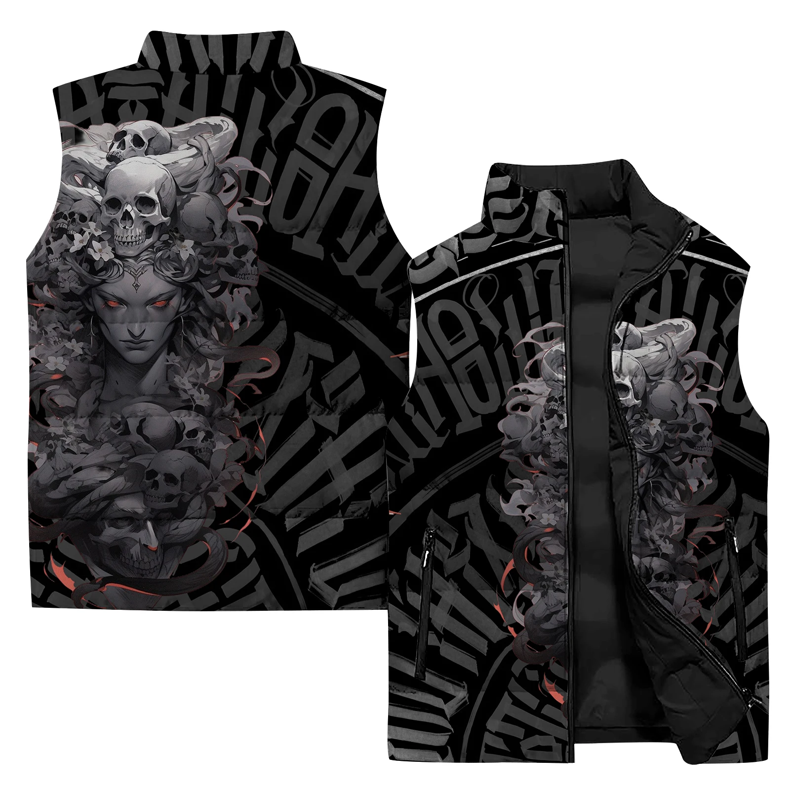 thumbnail image 1 of Chaleco sin mangas para hombre, diseño de moda, estampado 3D de diablo, chaleco para hombre, ropa informal cálida para fiestas y deportes al aire libre para uso diario, 1 of 5