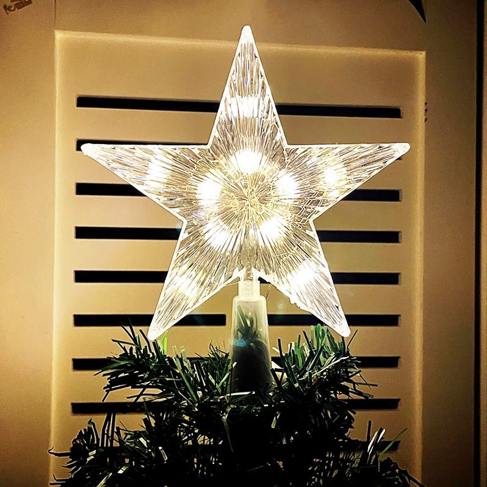 15cm LED Christmas Tree Top Star Light – Glowing Tree Topper Lamp for Xmas Tree Decoration & Party Décor