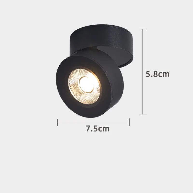 LED 표면 장착 다운라이트 조도 조절식 천장 스포트, 360 회전 램프, 가정용 실내 조명 고정장치, 7W, 10W, 12W