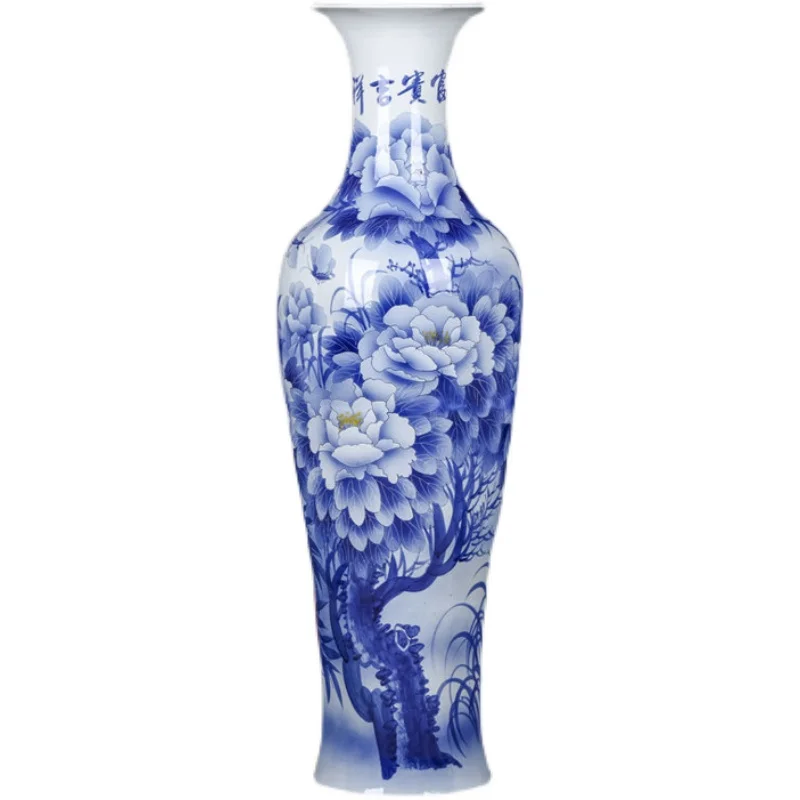 

Ceramic Floor Vase Decoration Hand Painted Blue and White Chinese Home Decoration