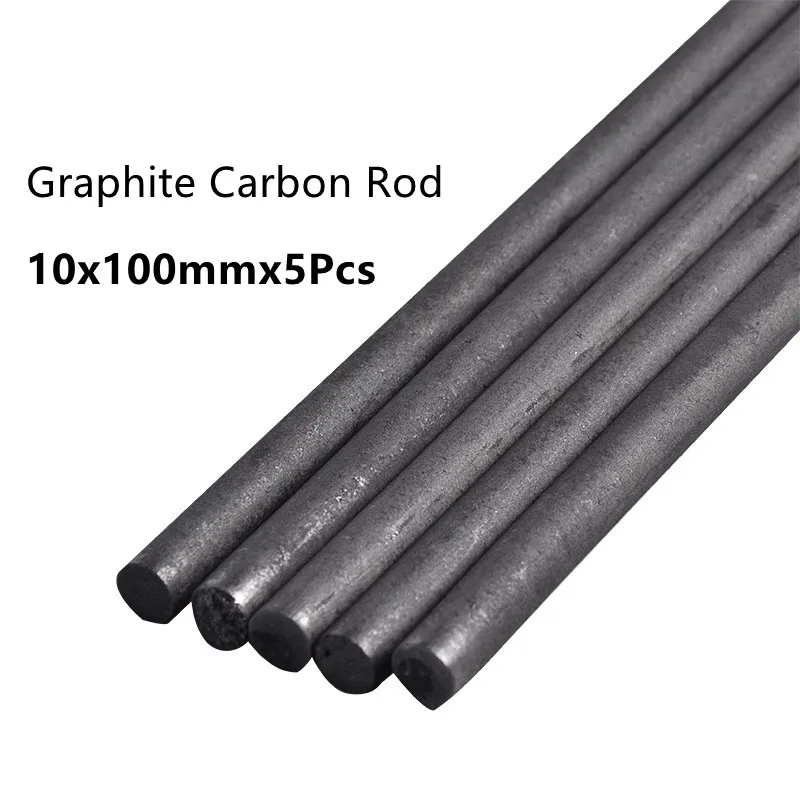 

5pcs Black Carbon Rod Graphite Electrode Cylinder Rods Bars 10x100mm For Industry Tools High Temperature Carbon Graphite