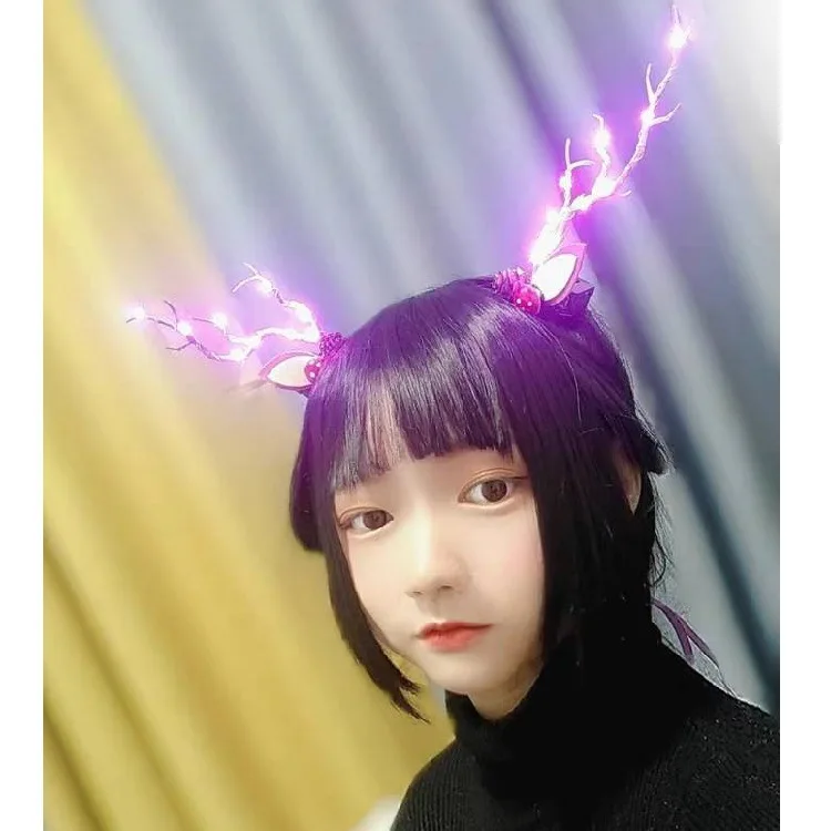 Antler Hair Clip Colorful Light Antler Ears Christmas Hairpin Party Decoration Headband Girls Women Halloween Hair Accessories