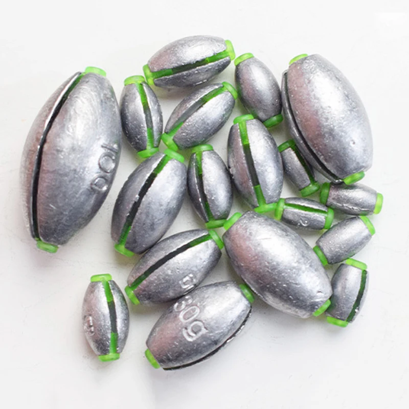 Fishing Weight Lead Sinker 2g-10g Olive Shape Opening Mouth with Silicone Plug Fast Sinking 10pcs Fishing Accessories