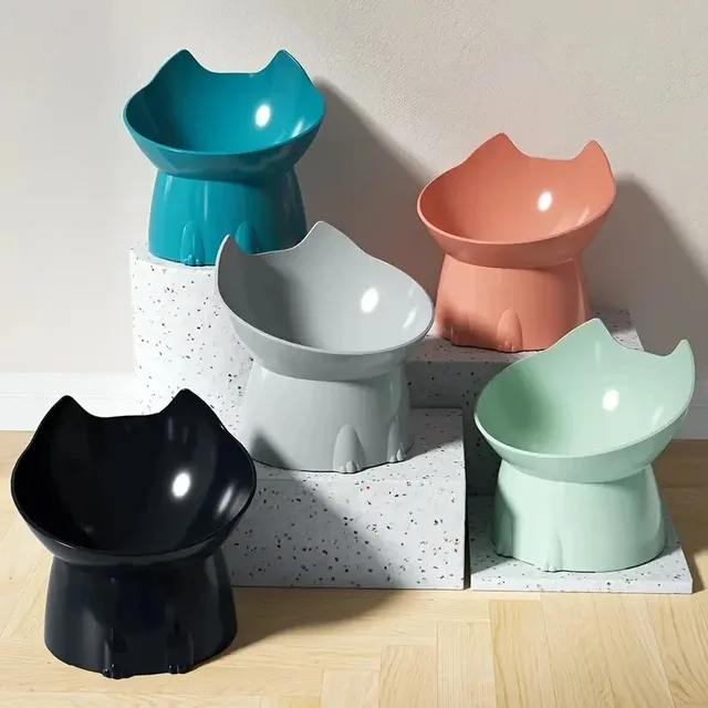 1pc Elevated Cat Bowl, Anti-Tip Plastic Raised Pet Feeding Dish with Tilted Edge, Neck Protection Kitty Food Dog Bowl 1pc Elevated Cat Bowl, Anti-Tip Plastic Raised Pet Feeding Dish with Tilted Edge, Neck Protection Kitty Food Dog Bowl