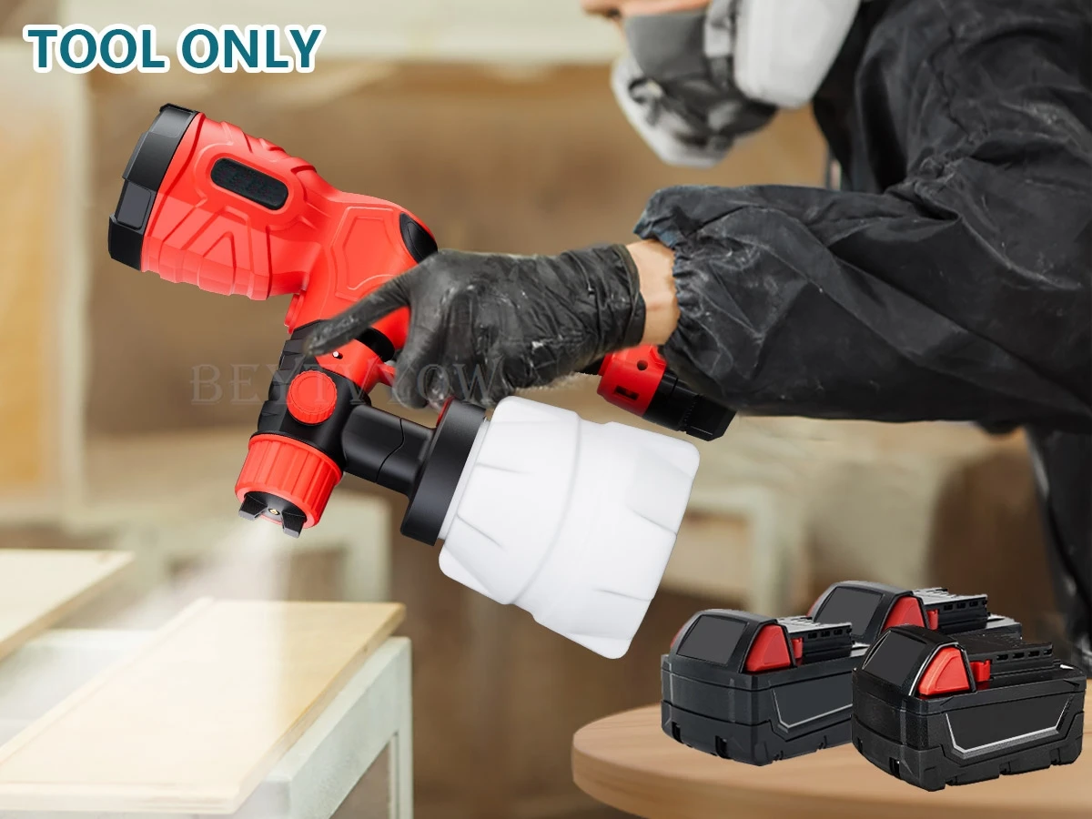 300W Cordless High Speed Paint Sprayer for Milwaukee M18 18v Battery 1200+200ML
