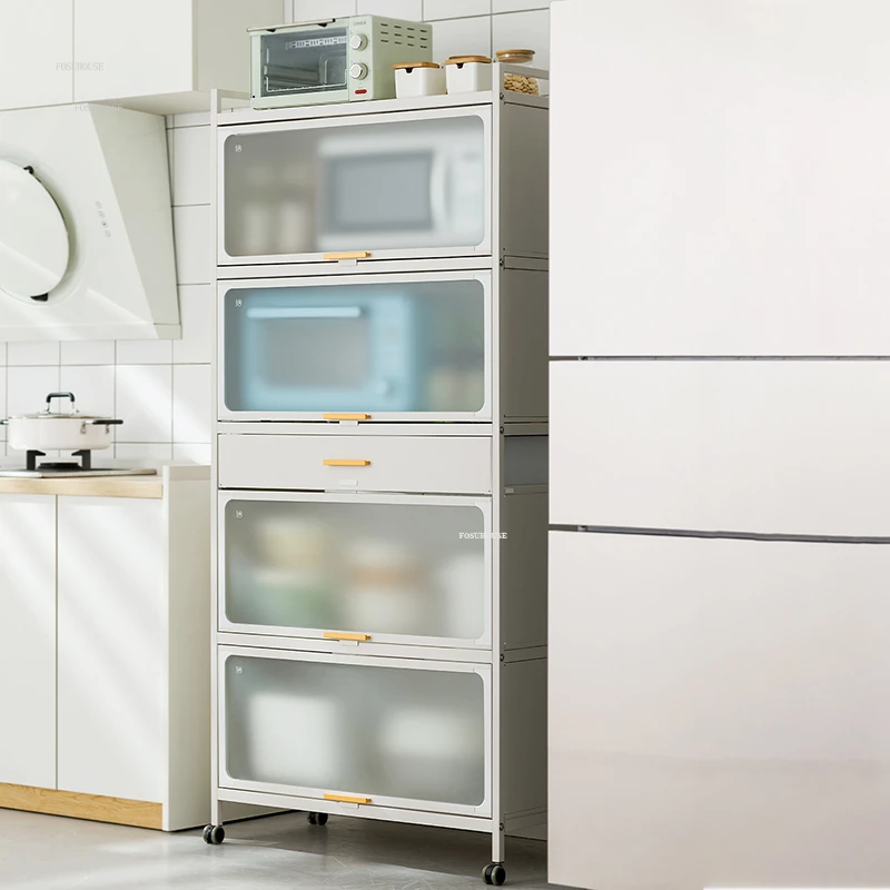 Modern Mobile Kitchen Cabinets Home Floor Multi-layer Storage Cabinet with Doors Multi-functional Side Cabinet Kitchen Furniture 2