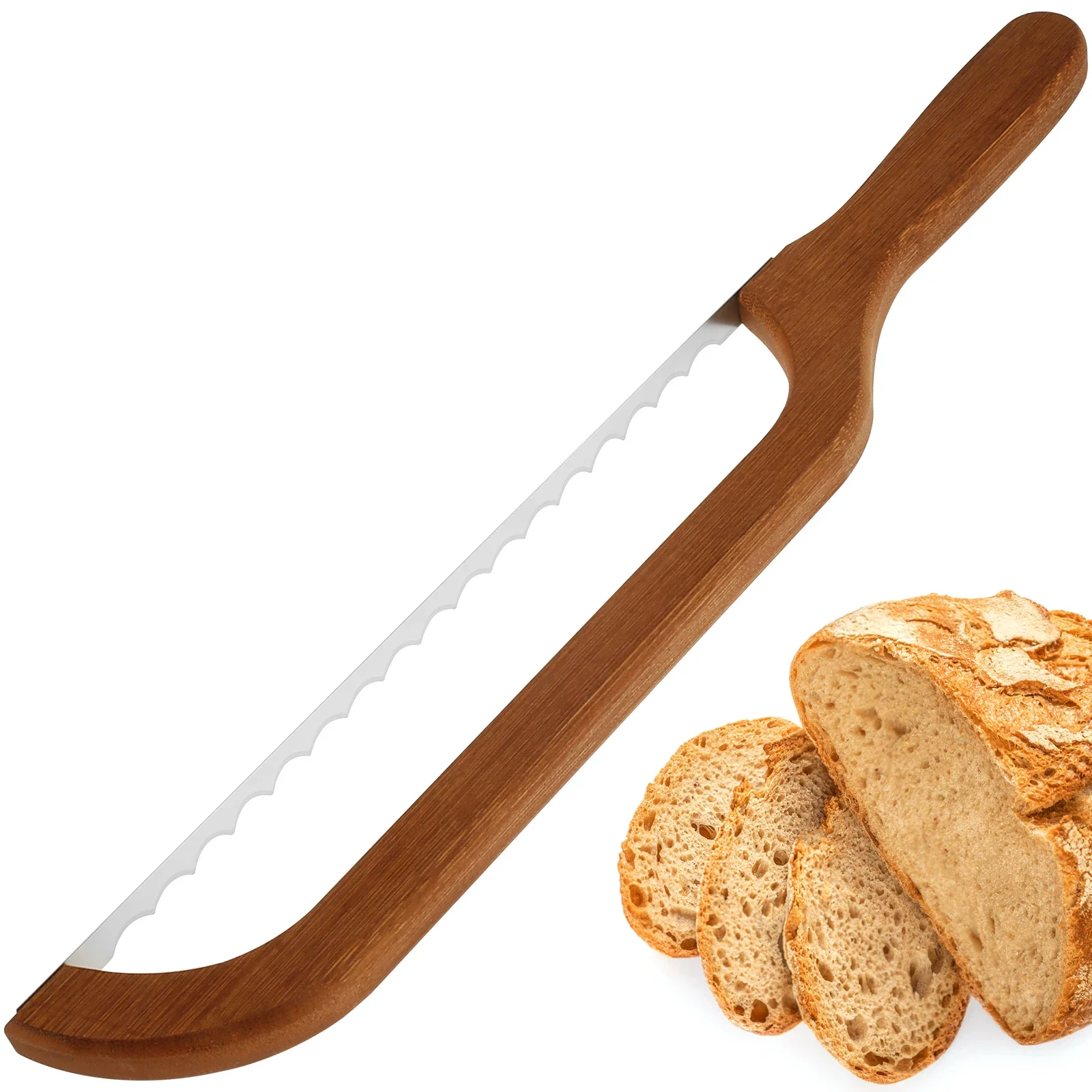 Wooden Bread Knife Non-dropping Baking Baguette Cake Knife Serrated Toast Wooden Bread Cutting Saw bread cutter
