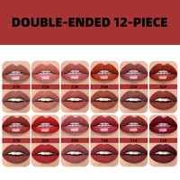 QIBEST 2 In 1 Matte Liquid Lipstick And Mirror Lipgloss Cosmetic Waterproof Lip Glaze Double Head Long-lasting Lip Tint Makeup 2