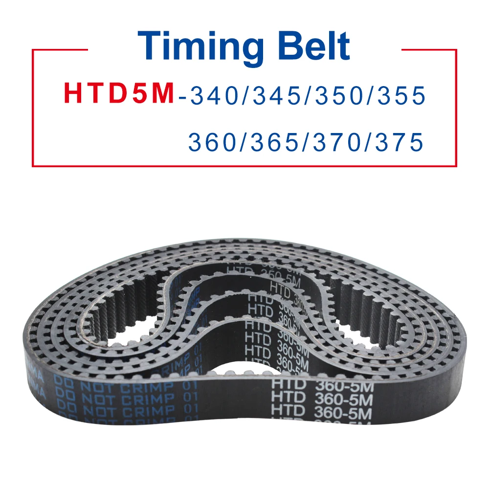 

Timing Belt HTD5M Length-340/345/350/355/360/365/370/375mm Circle-arc Teeth Rubber Belt Width 15/20/25/30mm For 5M Timing Pulley