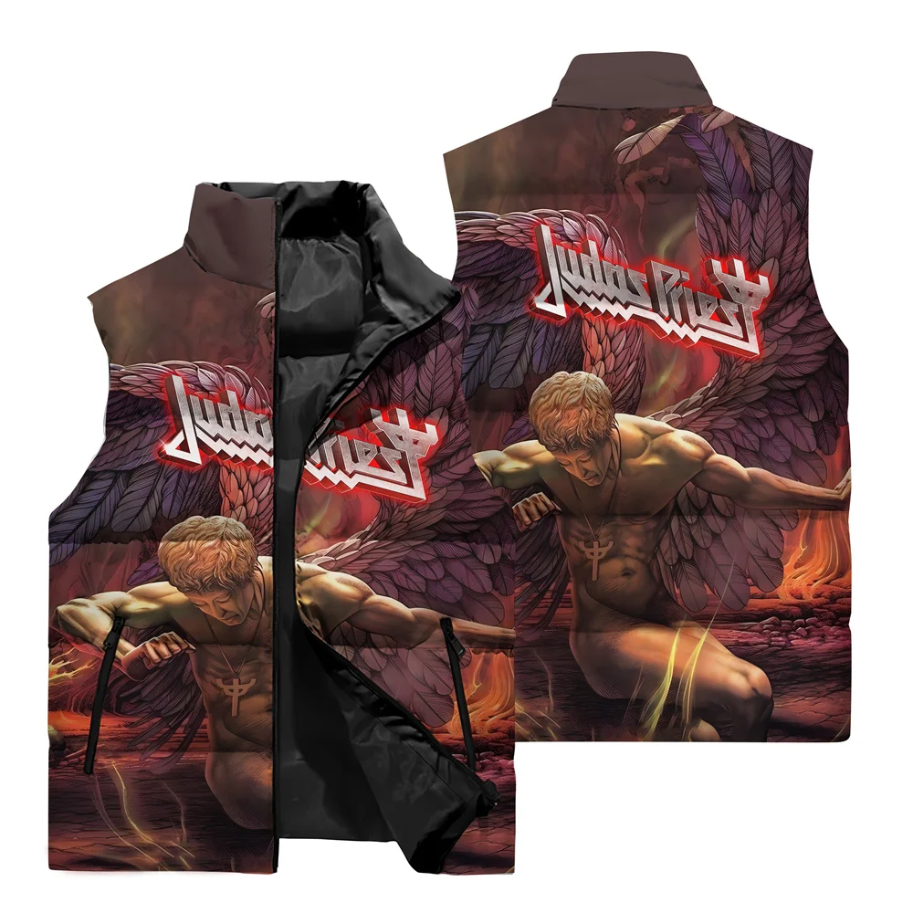 thumbnail image 1 of Nuevo chaleco sin mangas con estampado 3D, estilo hip-hop callejero, para otoño e invierno, resistente al viento y cálido, con cuello alto, bolsillo y cremallera, 1 of 5