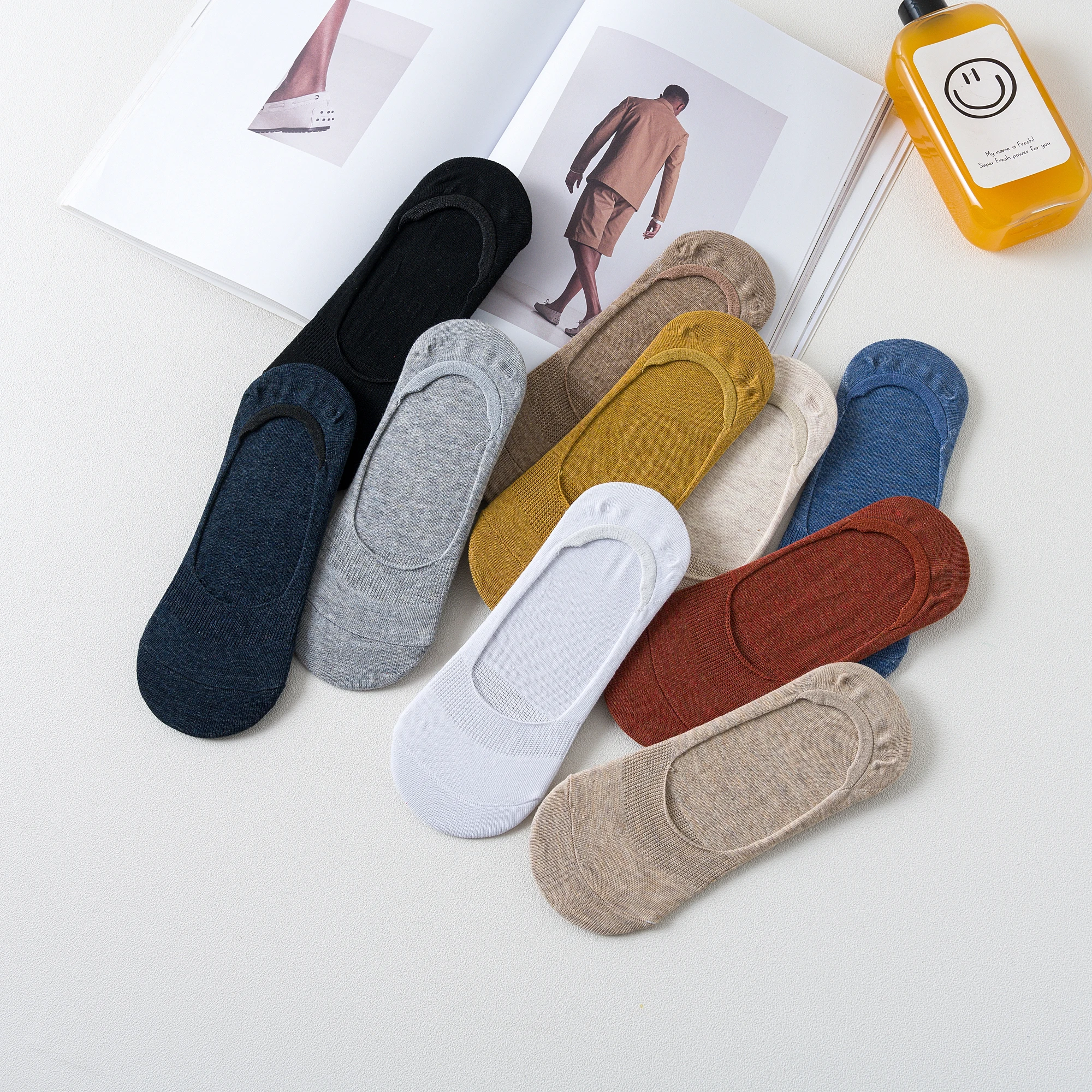 

5 Pairs Women's Silicone non-slip Invisible Socks Summer Solid Color Ankle Boat Socks Female Soft Cotton Slipper Socks 35-40 EUR