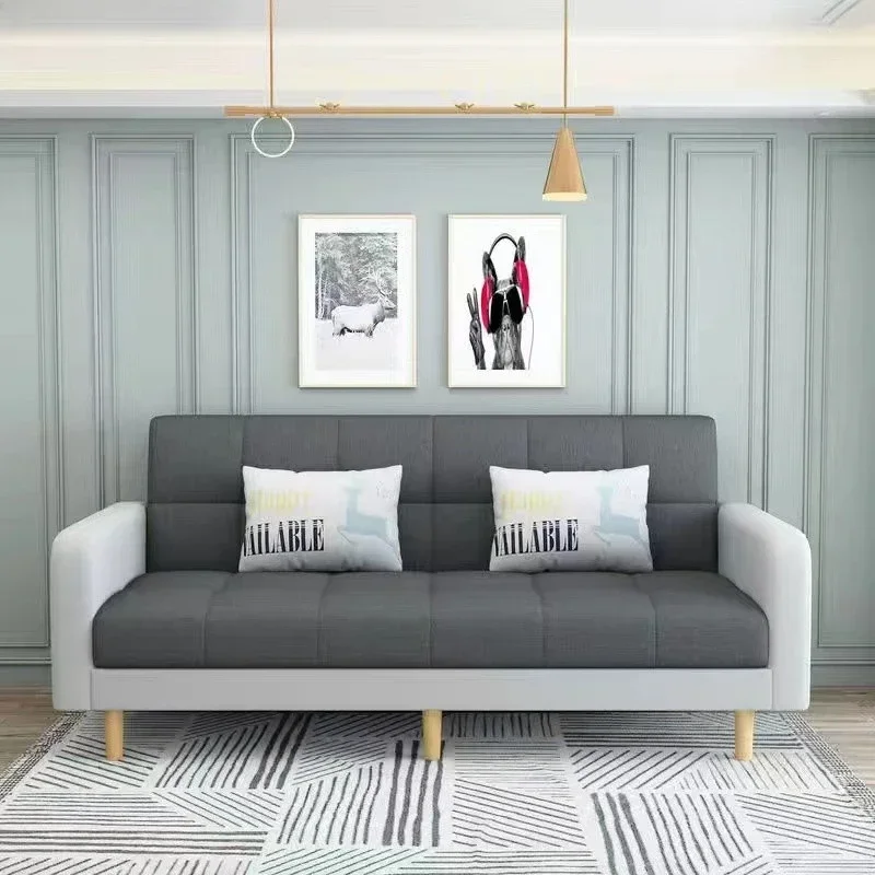 Sofa living room Small apartment rental room Folding sofa bed Single double bedroom Simple modern apartment Fabric sofa - Image 3