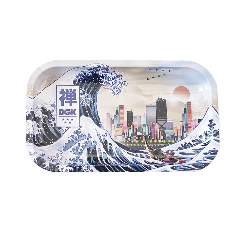 

27*16cm Rolling Storage Metal Tray Rectangular Printing Tinplate Tobacco Plate Household Smoking Tool