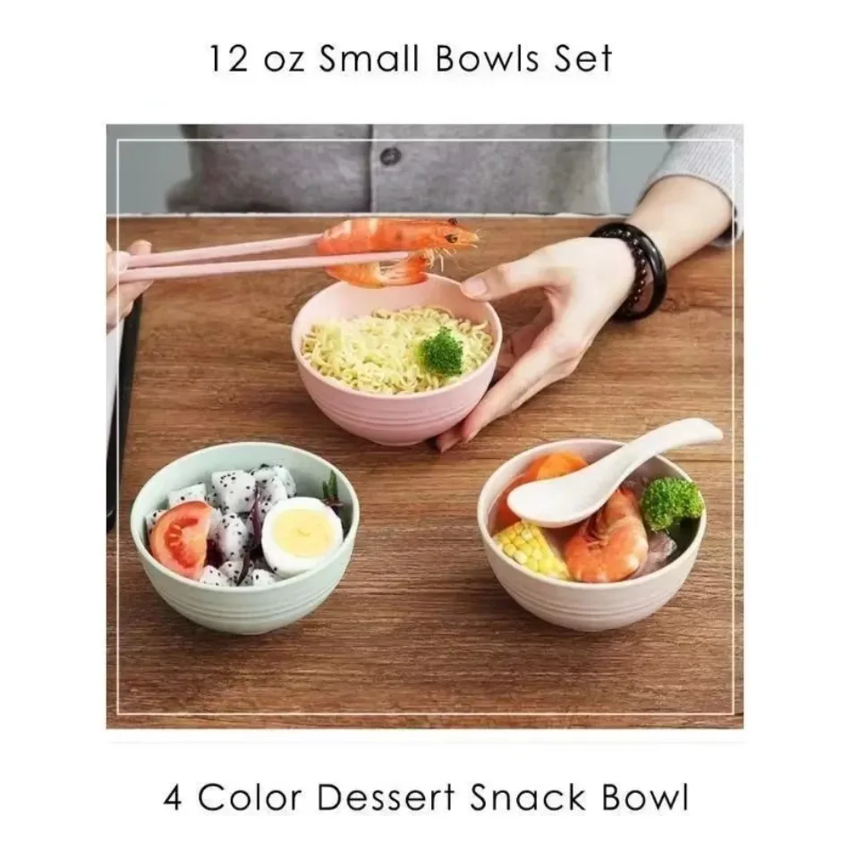 Children's Bowl Sustainable Wheat Straw Tableware Kids and Family Ramen Soup Breakfast Cereal Salad Food Container Bowls Sets