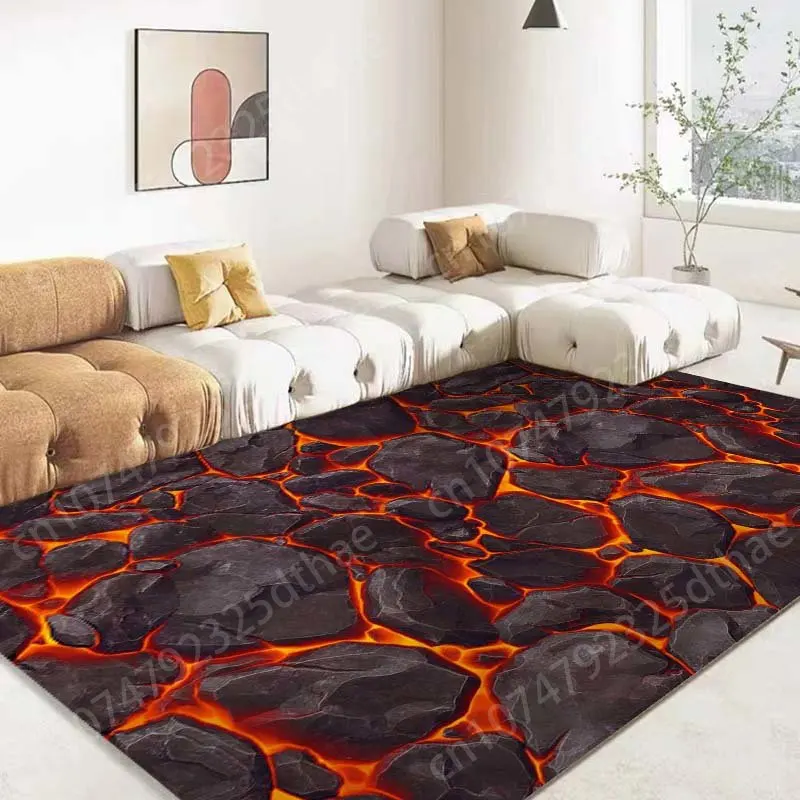 

3D Volcano Lava Magma Carpet Living Room Area Rugs Large Red for Bedroom Sofa Home Decoration Kids Game Play Non-slip Floor Mats