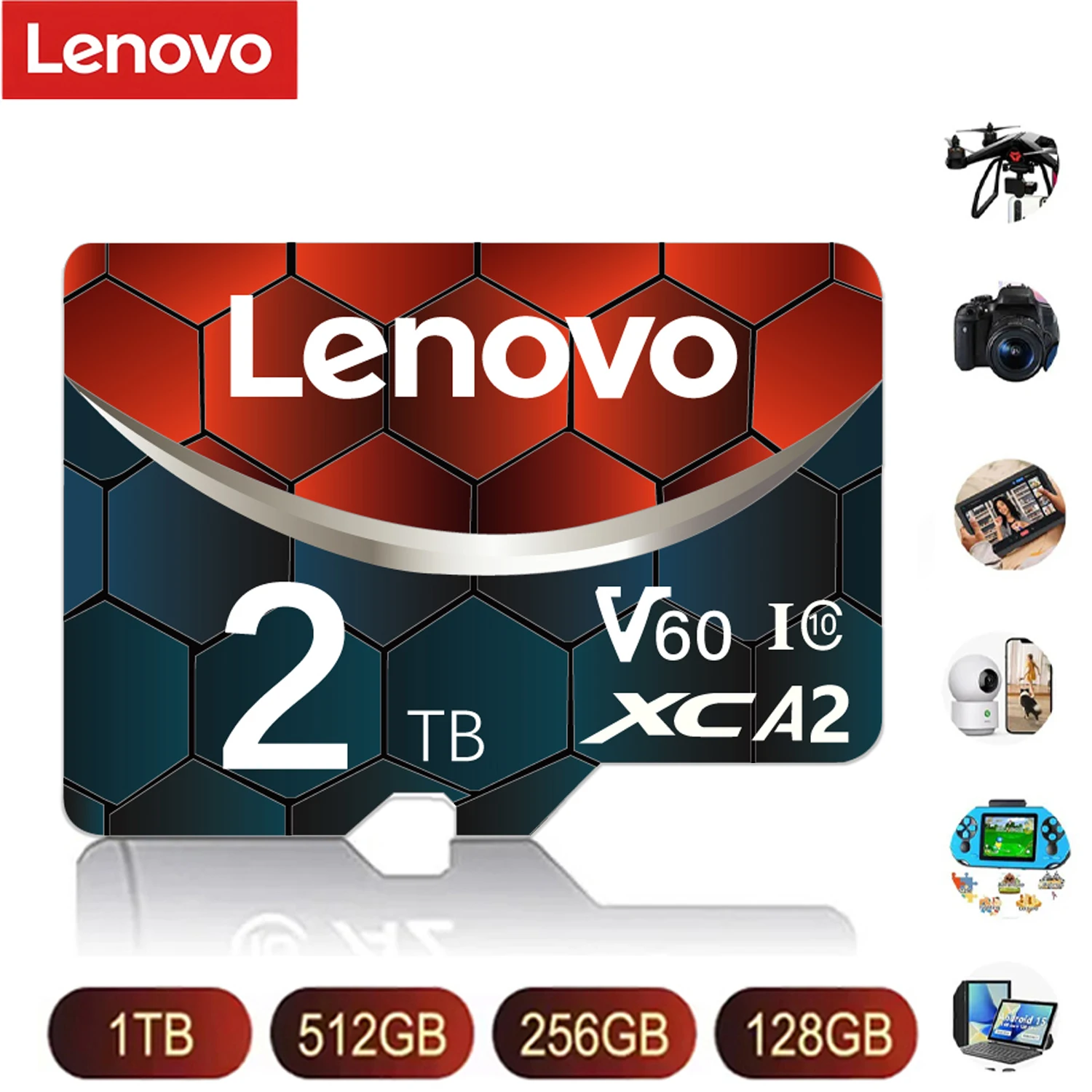 레노버 마이크로 SD 카드 2TB 클래스 10 고속 SD 메모리 카드 128GB U..