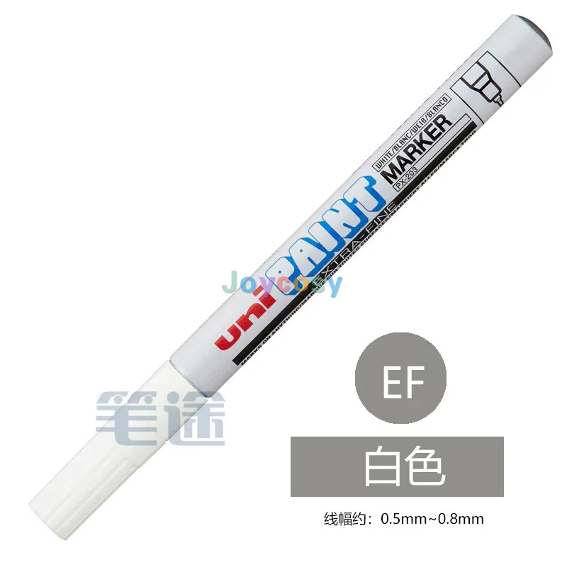 12개 유니 PX-203 파인 팁 페인트 마커 - 0.8mm, 실버 - 방수, 속건성, 퇴색 방지 산업용 스팟 마킹 펜