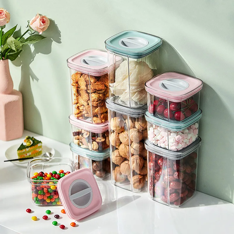 Sealed Leakproof Food Storage Box Stackable Cabinets Freezer Cereal Snacks  Pasta Container Plastic Kitchen Flour Sugar Organizer - AliExpress