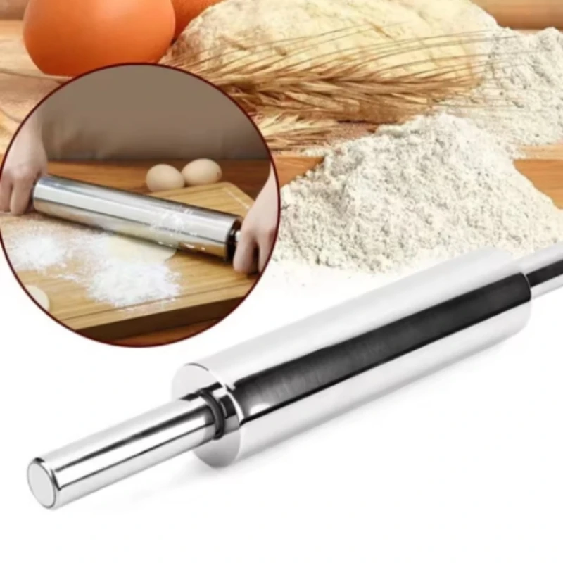 Household stainless steel rolling pin noodle pressing tool dumpling noodle rolling pin kitchen baking seamless roller rollingpin