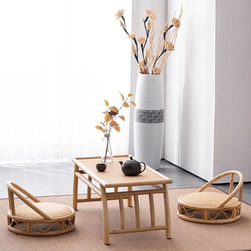 Bamboo and Rattan Tatami Tea Table Chinese/Japanese Style Furniture Living Room Furniture Small Home Lazy Table For Bay Window