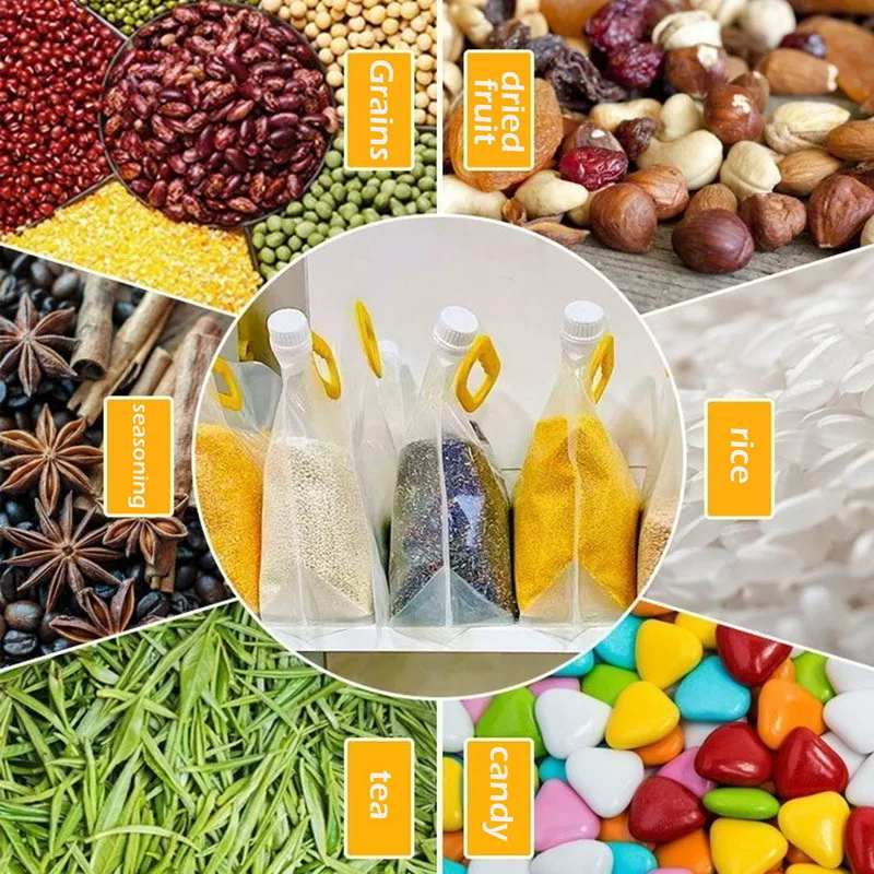 5pcs Reusable Sealable Bags, Handheld Sealable Bags, Rice & Grain