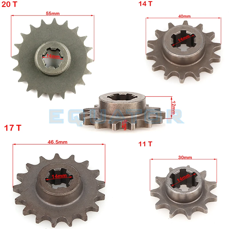 T8F 11T 14T 17T 20T Tooth Front Clutch Gear Box Pinion Sprocket for 47cc 49cc 2 Stroke ATV Quad Dirt Pocket Mini Motor Bike