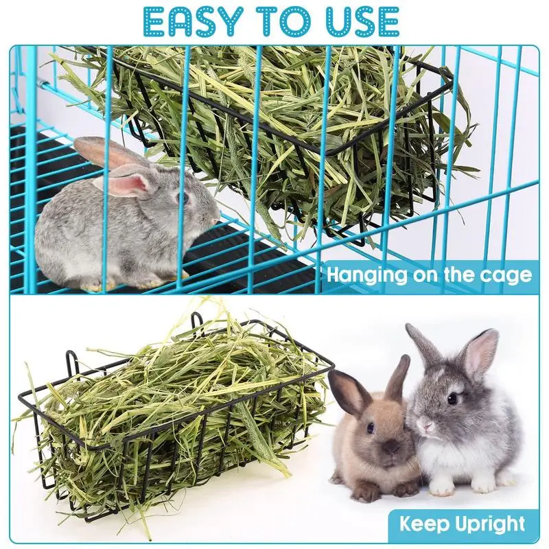2pc Rabbit Food Basket Grass Rack Rabbit Grass Frame Hay Feeder Spring Frame Hay Bowl Rack Pet Food Container