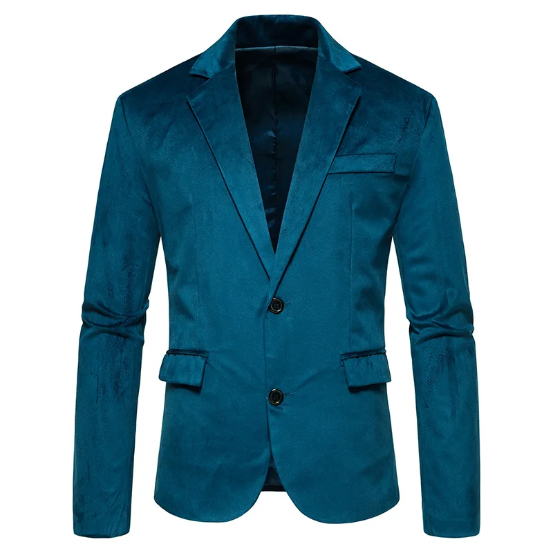

Mens Blue Velvet Blazer Notched Lapel Velour Suit Jacket Two Button Tuxedo Jackets Men Wedding Prom Party Dinner Costume Homme
