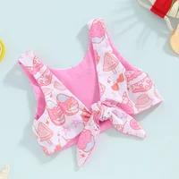 1-4years Toddler Girls Two Piece Swimsuits Sleeveless Cartoon Floral Print Bikini Set Kids Girls Summer Bathing Suits 5