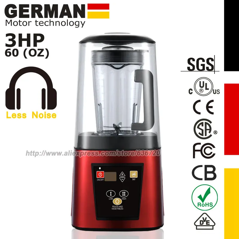 GERMAN Original Motor Professional 2200W Industries Strongest and Quietest Professional-Grade Power, Red BPA-free Jar